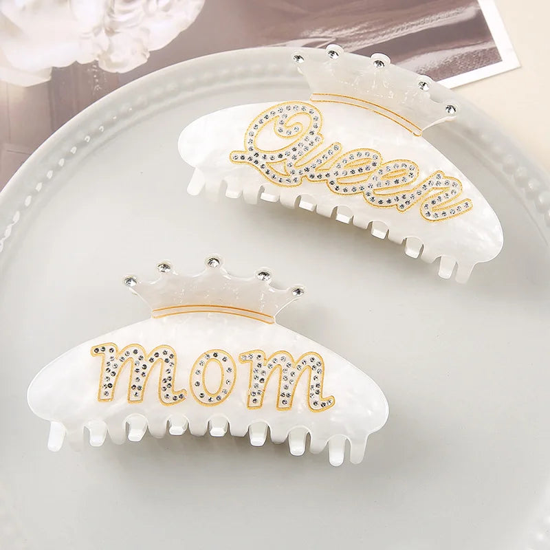 2025 Yi YHJ Women's Hair Accessories Large 10cm Customize Letter Rhinestone Acrylic Shark Clip Hair Claw Clips Hair Clip Woman