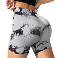 High Waist Elastic Hip Lifting Tie Dye Sports Tight Pants Women Outdoor Running Seamless Yoga Fitness Shorts