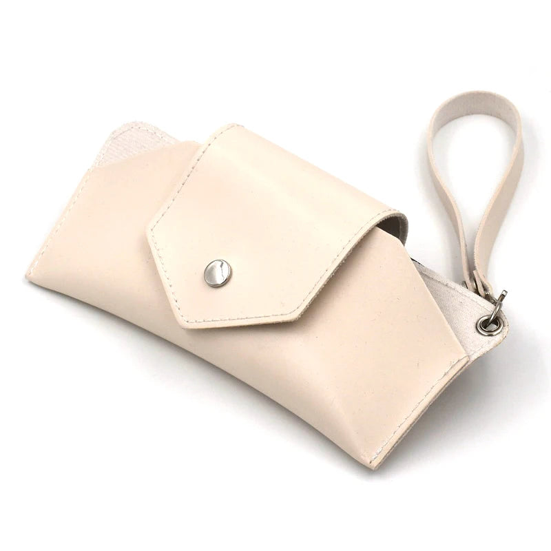 Pu  Snap closure White Sunglasses Bag Organizer White Sunglasses case with Strap