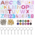 Alphabet Silicone Resin Mold for Keychain DIY Keychain Letter Mold with Epoxy Molds Resin Drill Kits Jewelry Findings Components