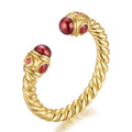 18K Gold Plated Brass Jewelry Twist Shape Red Epoxy Open Adjustment Ring INS Accessories Rings R214138