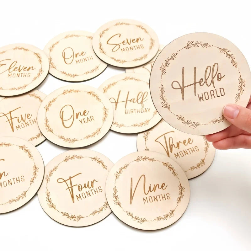 Custom 3D Baby Photo Prop Set Newborn Keepsake Wooden Baby Monthly Milestone Discs Monthly Milestone Markers