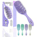 Custom Logo Detangling Hair Brush Wheat Straw Hair Brush Natural Hair Brush Wet Paddle Brush Curly Straight Wet Dry HairBrush