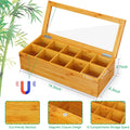 TaiLai Polished Bamboo Tea Box Storage Organizer with 10 Compartments Wooden Craft for Small Items and Accessories