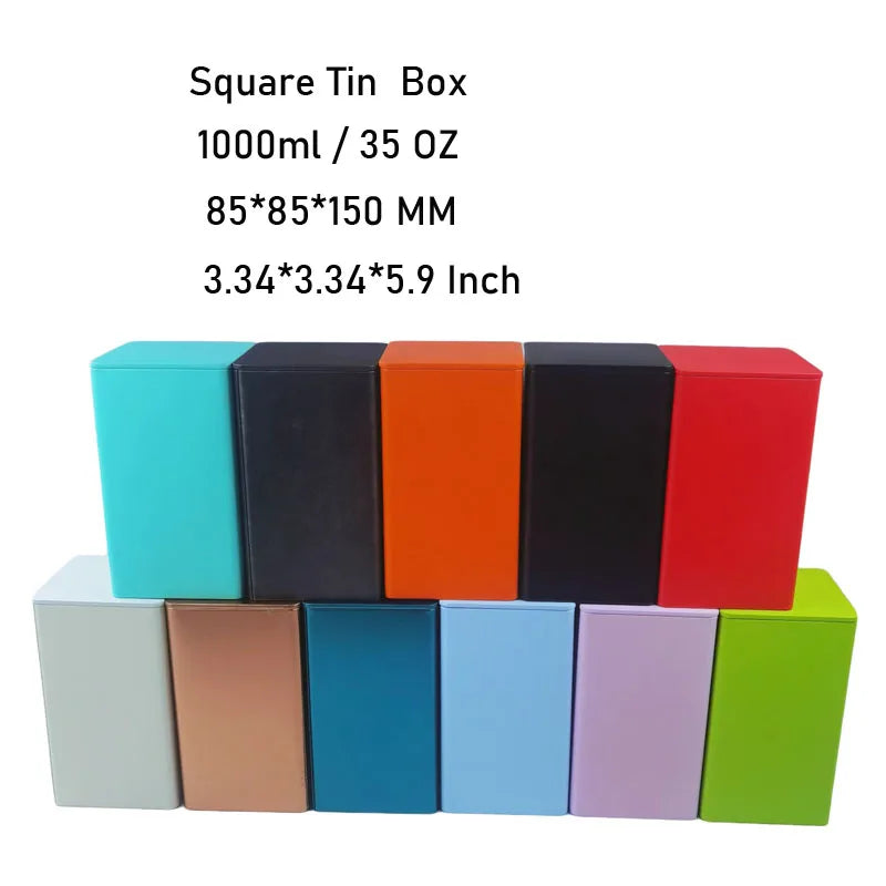 Food Grade Square Tin Box Airtight Tea Can Matte Metal Tin Japanese Style Loose Tea Storage Recyclable for Chocolate Sugar