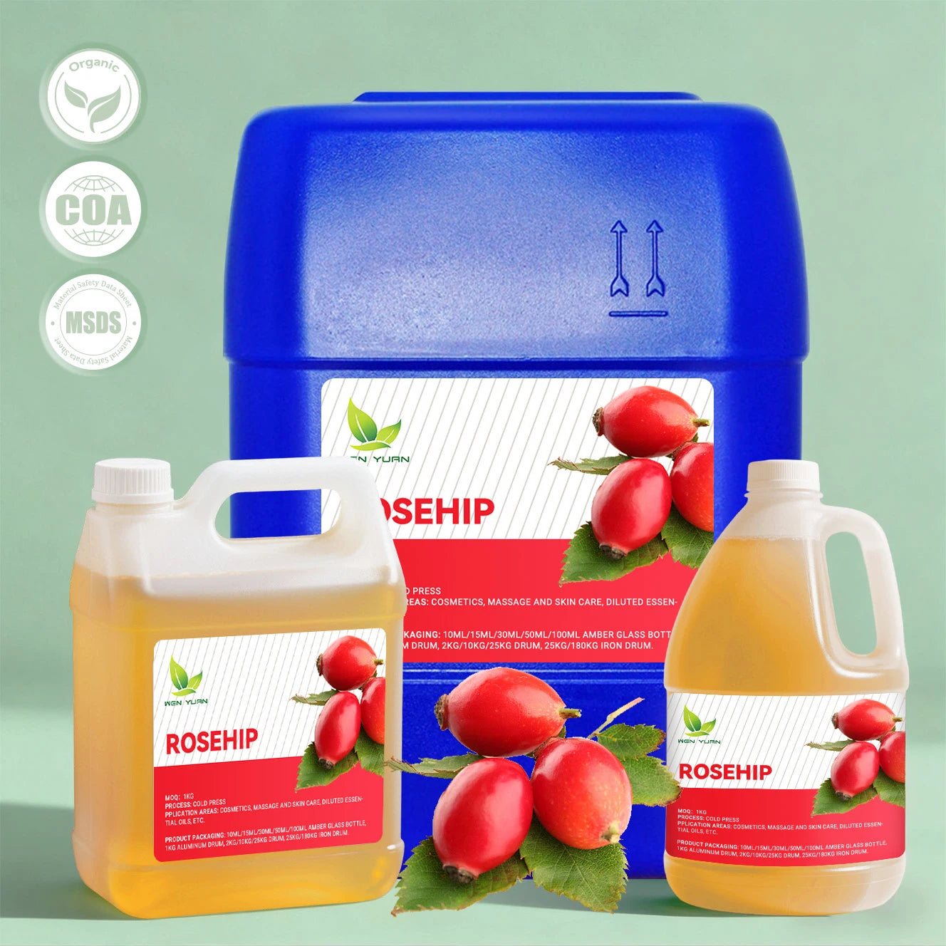 Bulk Pure Virgin Rosehip Oil Cold Pressed Rosa Canina for Facial Serum Skincare Formulation MSDS Certified Manufacturer Supply