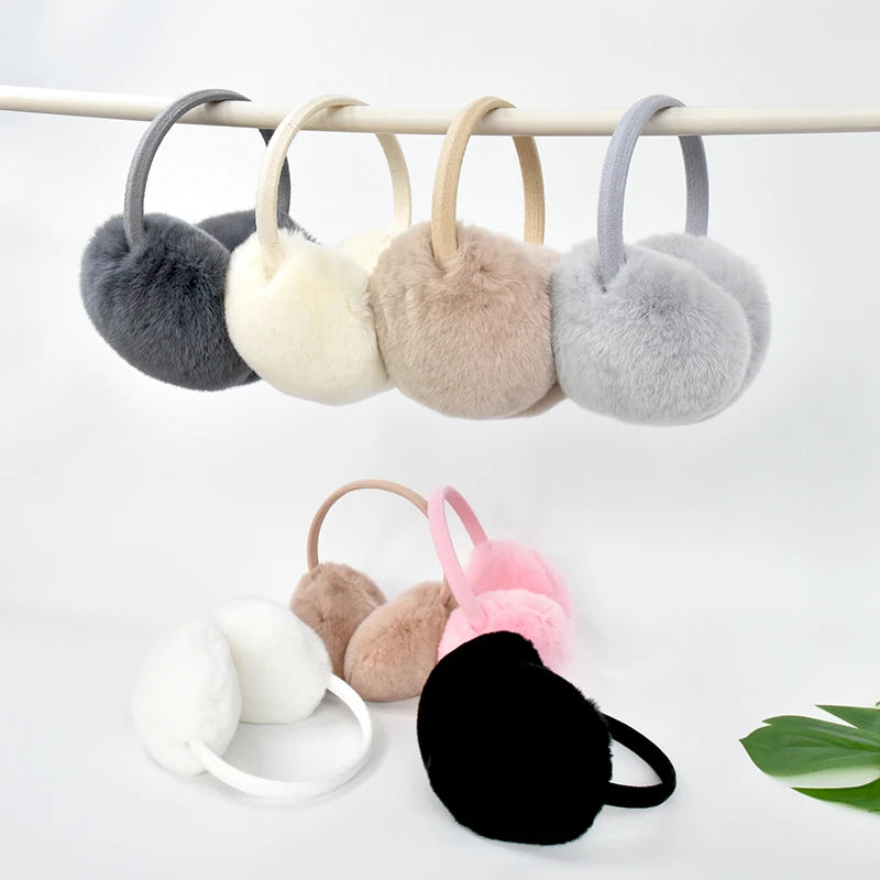 Wholesale Luxury Girl's Cute Real Rex Rabbit Fur Ear Muff Women's Winter Warm Earmuffs Fashion Soft Earflap Ear Cover