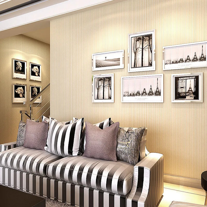 2022 Modern Plain Solid Non Woven Wallpaper For Home Decor Living Room Bedroom Background Stripes Wall Paper Wholesale