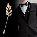 Simple Men Leaf Lapel Pin Brooch Vintage Metal Branch Shape Brooches Shirt Suit Accessories Lapel Pin (KBL161)