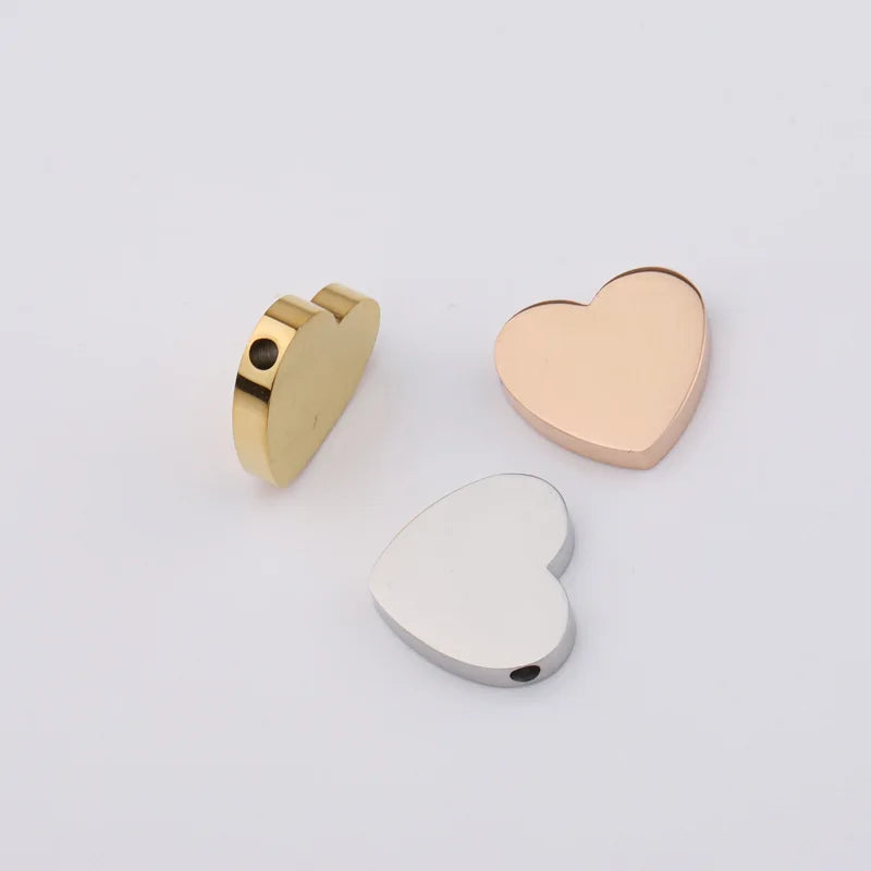 Wholesale 14mm 10mm Love Heart Charms Stainless Steel Heart Charms Beads for Necklace Jewelry Making