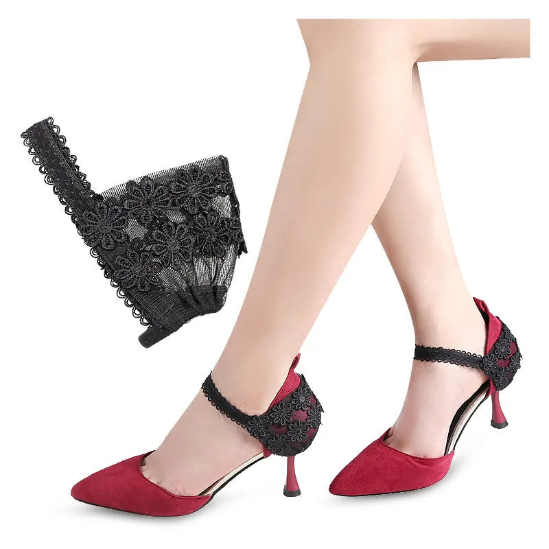 Women's Lace Trim Detachable for Shoelace Anti-Slip High Heel Shoe Belt Replacement Elastic High Heel Shoe Straps
