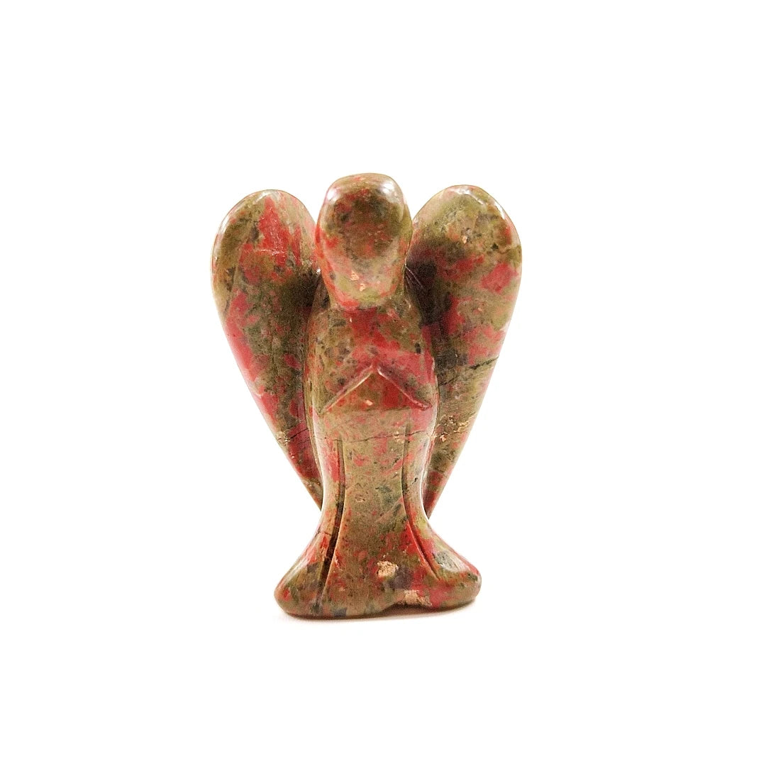 Huiying Natural 2 Inch Hand Carving Unakite Hand Carved Angels for Gifts Healing Figurine for Fengshui