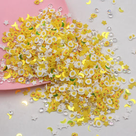 1KG Cute Series Chick Frog Cloud Hearts Carrot Mixture Polymer Clay Slices Sprinkles Mixed Diamonds Figurine for DIY Crafts