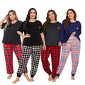 4XL Plus Size Women's Winter Sleepwear 2-Piece Pajamas Set Breathable Thermal Plaid Lounge Wear