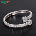 Drop Shipping Hip Hop Jewelry Gold Plated 925 Sterling Silver VVS Baguette Diamond Iced Out Love Cuff Bangle Bracelet for Women MegaBDM