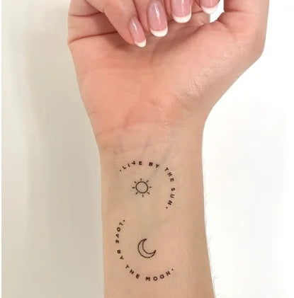 Custom Waterproof Temporary Tattoo Stickers Couple Moon Design for Man Woman 2 Week Water Transfer Arm Juice Ink