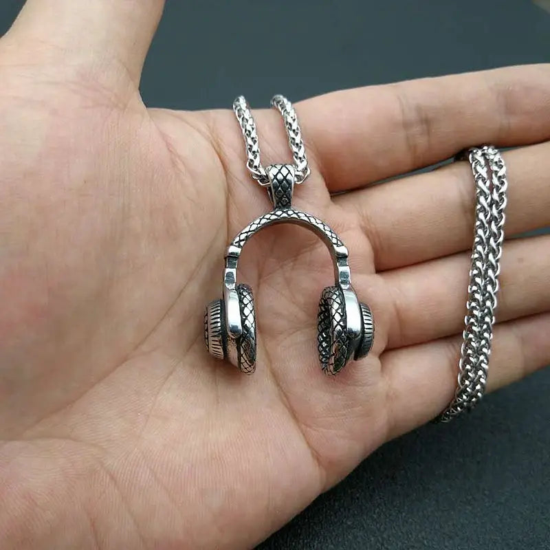 Men's Jewelry 316L Stainless Steel Punk Music Biker DJ Headphone Pendant