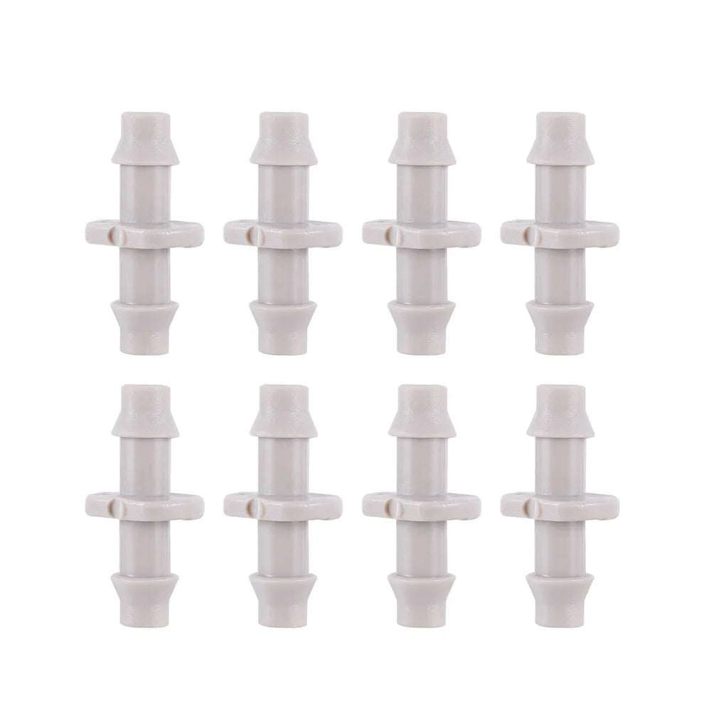 1000Pcs 1/4" Double Barbed Straight Hose Connector Garden Drip Micro Irrigation Fittings for 4/7mm Hose