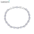 LUOTEEMI Female Flower Bracelet AAA Cubic Zirconia Cute Flower Tennis Bracelets Accessories