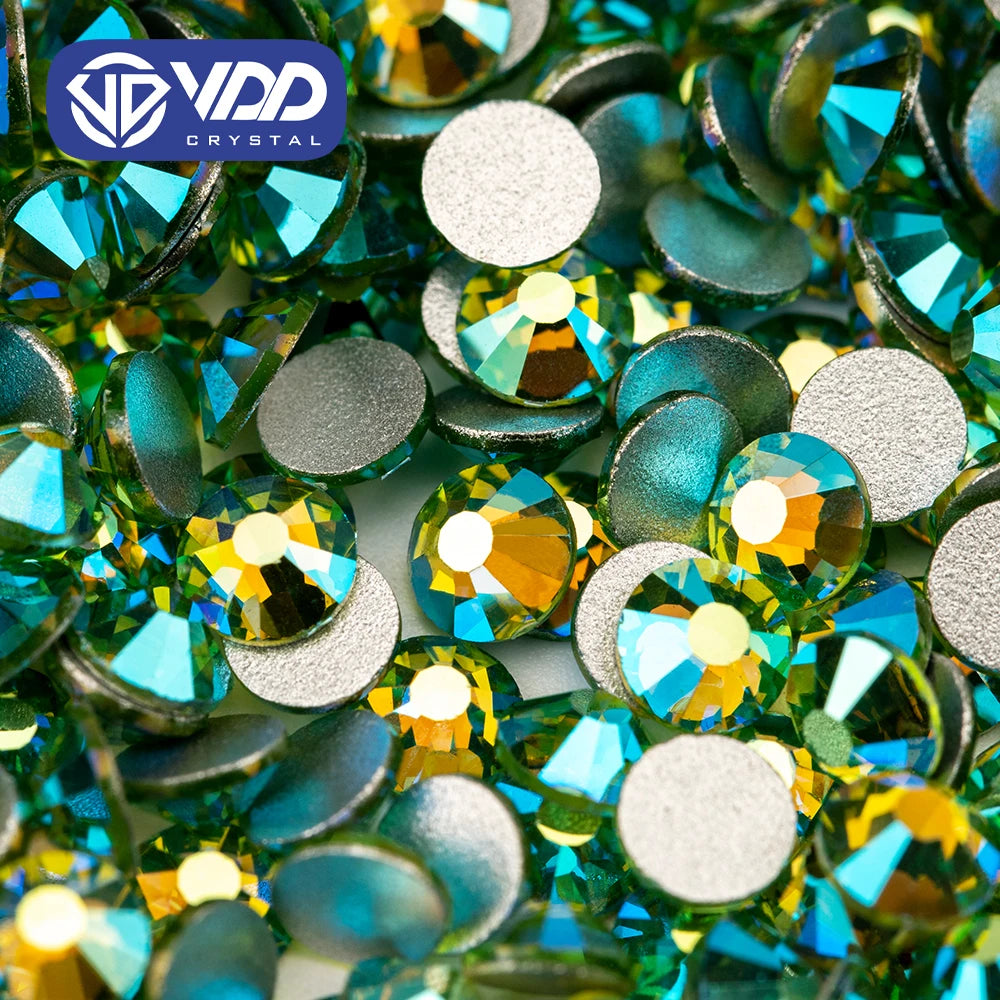 VDD  077 Peridot AB SS4-SS30 Crystal Glass Rhinestone Glitter Flatback Stones for Nail Art Decoration DIY Craft Accessories