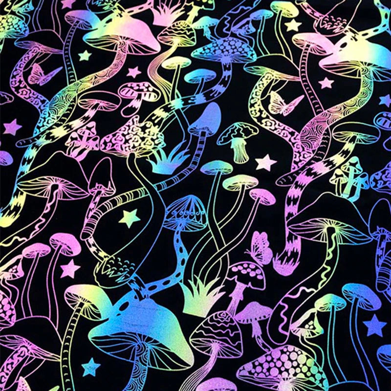 Good Stretch Customized Holographic Hologram Laser Gradient Mylar Mushroom Reflective Fabric