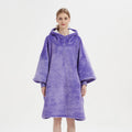 Manufacture Wearable Solid Purple Short Zipper Blanket Sweatshirt Oversized Blanket Hoodie Flannel Fleece Sherpa Blanket