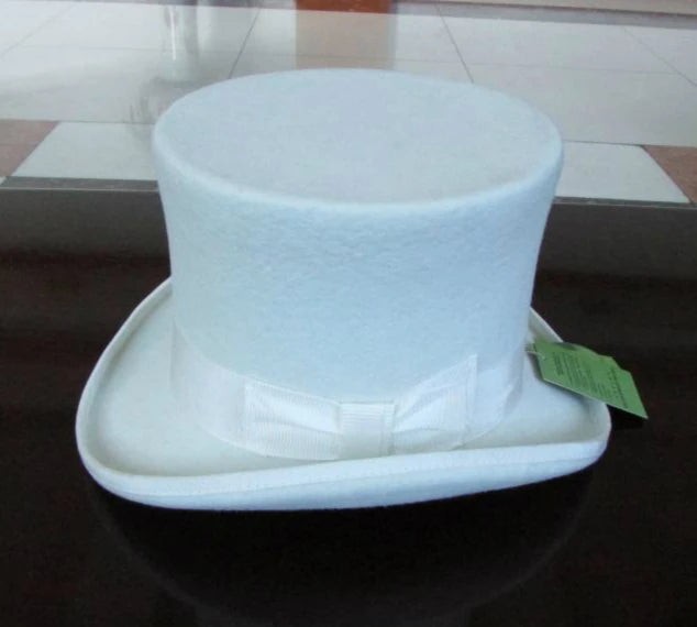 R117 100% Unisex Wool Top Hat Genuine Presidential Steampunk Top Hat With Rope Decoration Formal Fedora Cap for Parties