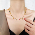 Nabest Women Colorful Pave Cz Necklace Bracelet Jewelry Set Gold Plated Stainless Steel Zircon Geometric Jewelry Kits