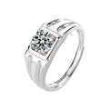 925 Sterling Silver Open Gemstone Rings Zircon for Men and Women Platinum Plated Simple Gemstone Wedding Ring Jewelry