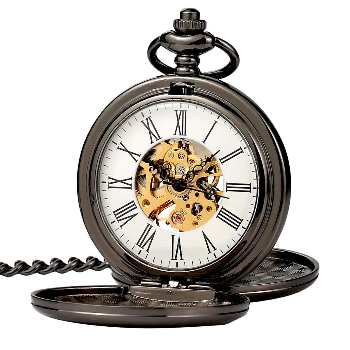 WAH511 Classic Design Smooth Surface Double Cover Mechanical Plain Pocket Watch for Women Men