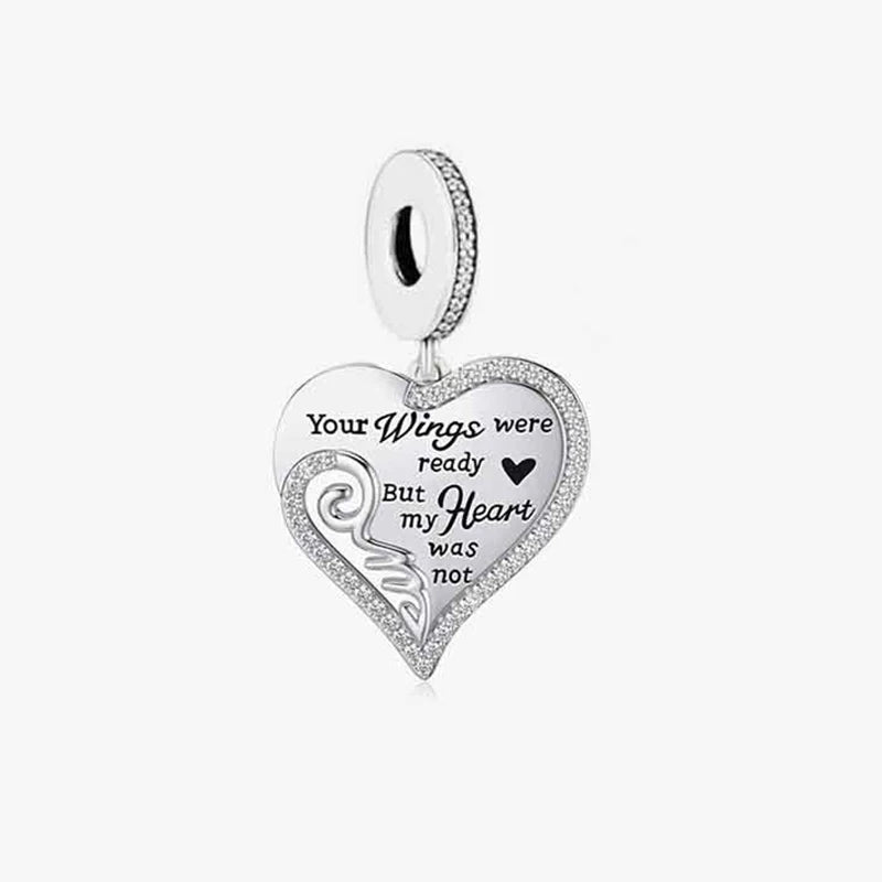 Real 925 Sterling Silver Your Wings Were Ready but My Heart Was Not Dangle Charms for Bracelet Jewelry Making Accessories Gift