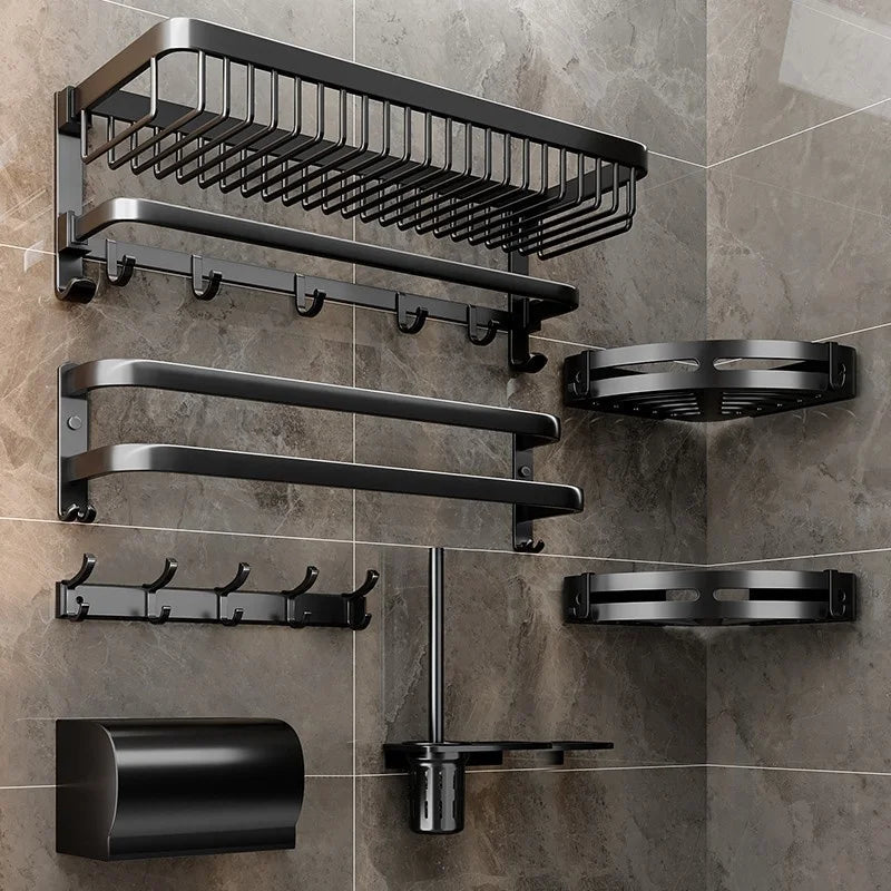 Folding Storage Rack Hardware Bath Towel Rack Washroom Foldable Wall Mounted Polished Bathroom Towel Shelf With Clothes Hooks MegaBDM