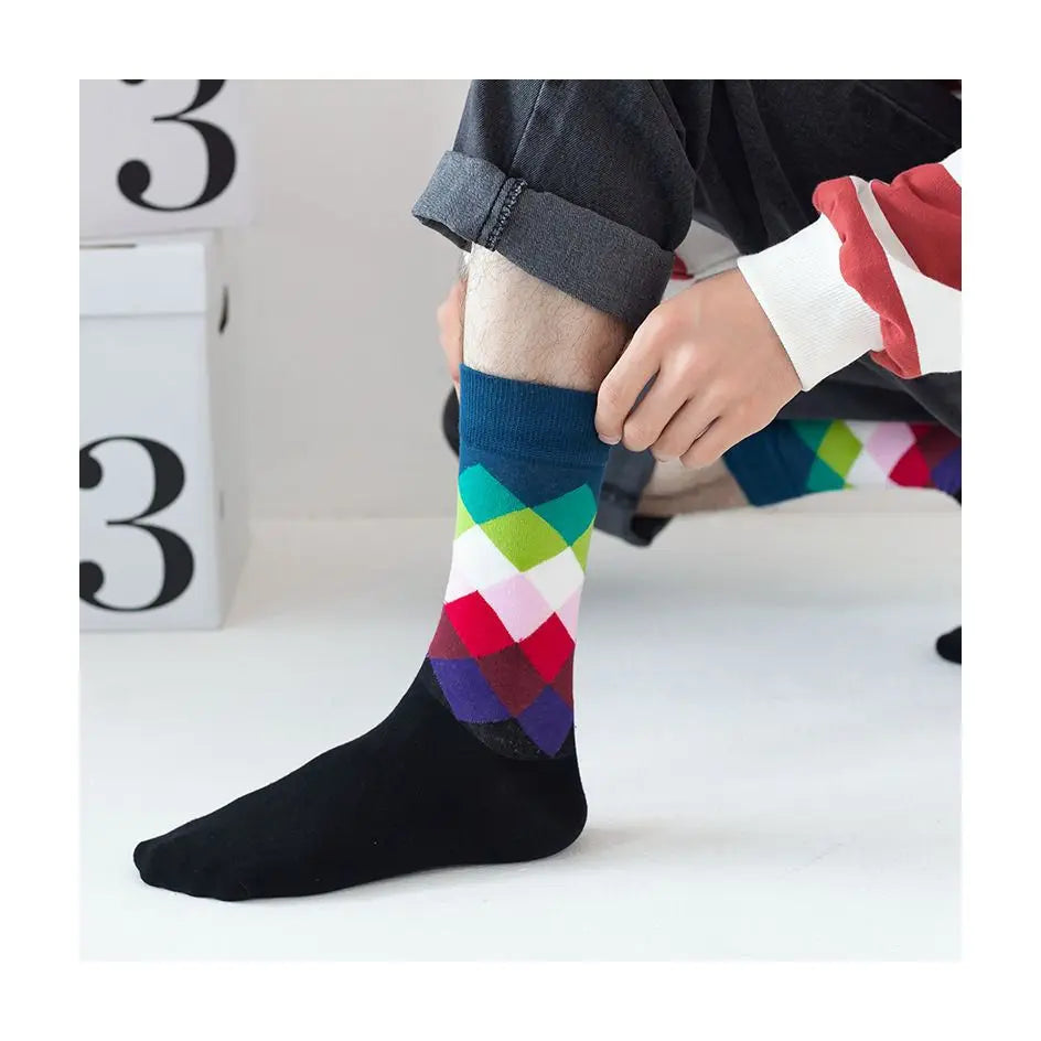 Wuyang Wy-011 New Pattern Mens Socks Cotton Black Fashion Athletic Socks Men