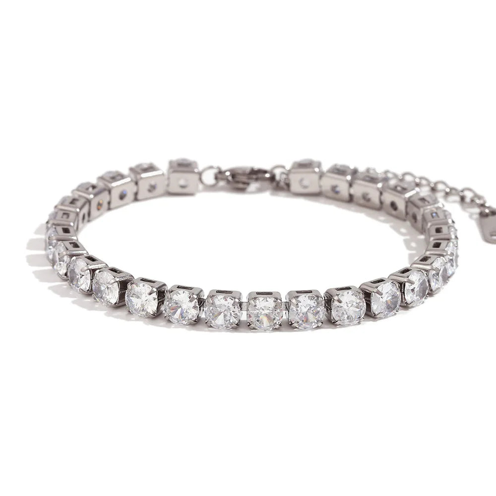 Fashion Jewelry Bracelets Wholesale Bulk Gold Plated Stainless Steel Zircon Tennis Bracelet Women