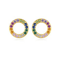 SP Cute 925 Sterling Silver  Rainbow Zircon Sterling Silver 925 Silver Stud Earrings