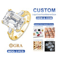 Fine Quality Jewelry Engagement Gifts Beautiful Luster Huge 10 Carat Emerald Moissanite 925 Silver White Gold Rings for Women