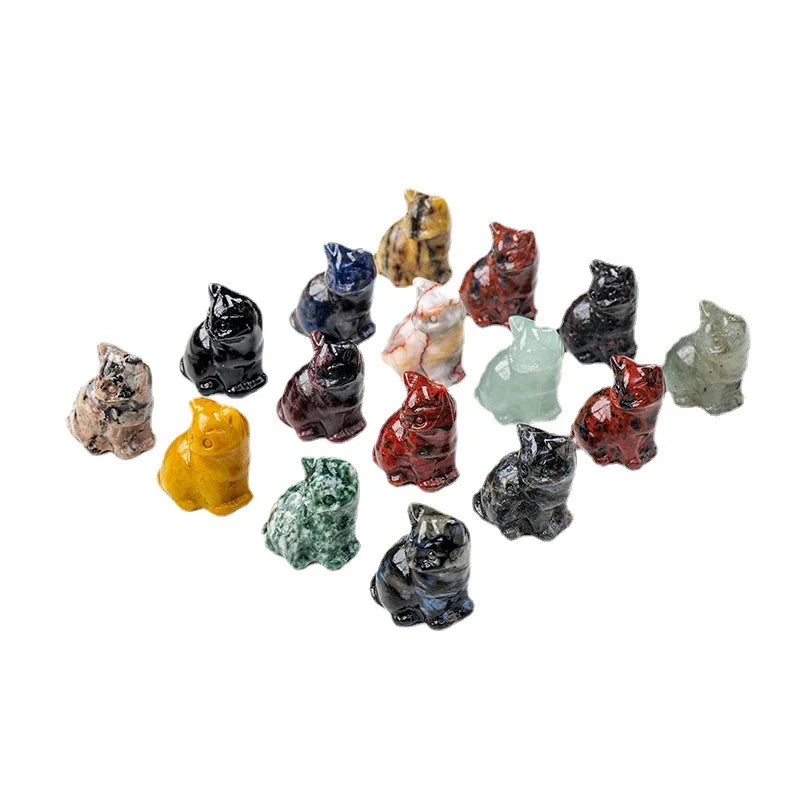 HY Luxury Crystal Trophy Natural Crystal Lucky Cat Carving Animal Crystal Handicrafts Display Wholesale Gemstone Lucky Cat