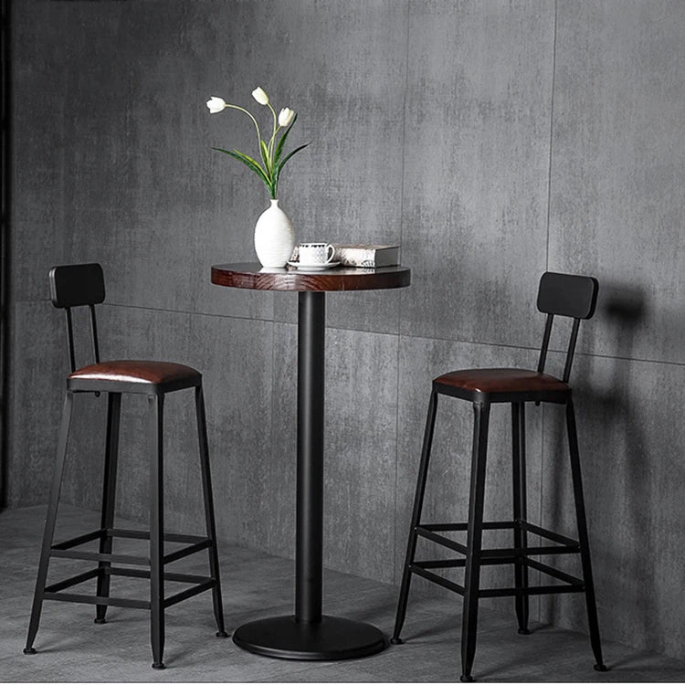 Metal Wooden Side High Modern Dining Iron Bar Table Set for Home Bar Hotel & Apartment Use