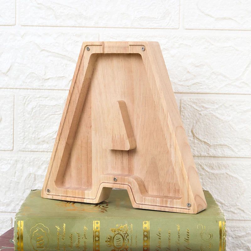 Wholesale Wood Piggy Bank Alphabet Acrylic Letter Money Box Wooden Large Letter Piggy Banks for Kids