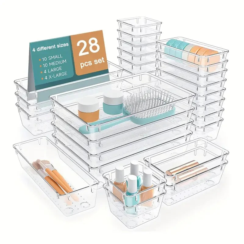 Multifunctional clear Drawer Organizers Set Kitchen Spice Cutlery Drawer Organizer Stackable Drawer Organizer