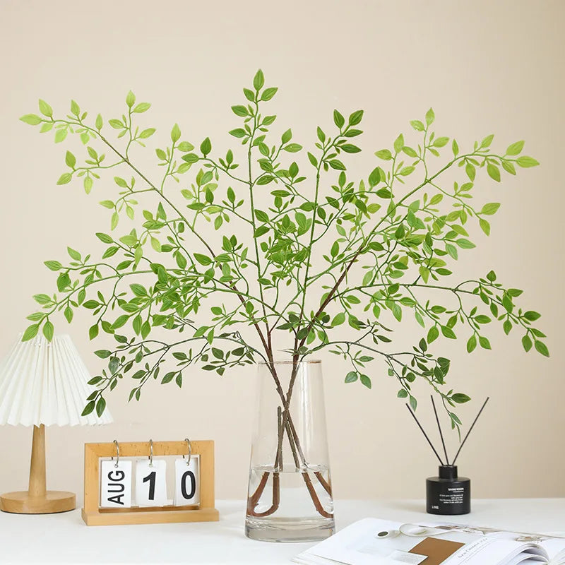 New Artificial Nandin Leaves Green Orange Plant for Home Restaurant Office Decor Real Touch Plant Foliage Leaves Nandina Branch