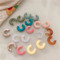 Korean Style Semicircle Colorful Resin Open Hoop Earrings Retro Personalized Chunky Acrylic Geometric C Shaped Earrings MegaBDM