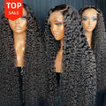 Deep Wave Curly Virgin Human Hair Natural Color 180% Density Lace Closure Wig 4x4 5x5 6x6 Medium Brown HD Lace Closure Wig