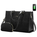 LOVEVOOK PU+Nylon 2pcs 15.6 Inch Computer Tote Handbag Ladies Shoulder Bag Purse Business Work Briefcase Laptop Bag for Women