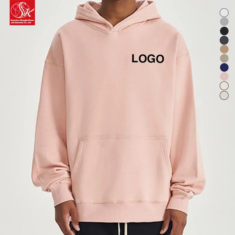 SK Men's Fashion 380G Solid Color Hooded Sweatshirt American-Style Fleece-Lined Pullover Thickened Loose Fit for Foreign Trade