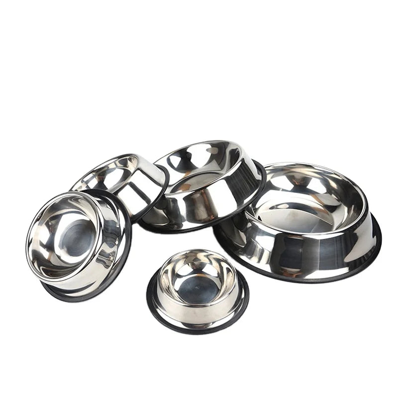 Wholesale Pet Bowl Non-Slip Silicone Bottom Stainless Steel Pet Dog Bowl