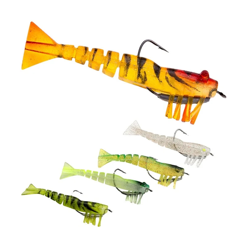 Wholesale Arrivals 8.5g Silicone Soft Shrimp Simulation Bamboo Artificial Bait Fish Lure Hook for Marlin for River Lake Fishing