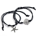 Best Friend Bracelets Hot Selling Hemp Rope Braided BFF Wrap Bangle with Starfish and Compass Butterfly Shape for Gift
