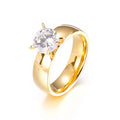 Valentine's Day Gift Stainless Steel Couple Rings Romantic Exquisite Four Claw Zircon Wedding Rings for Couple