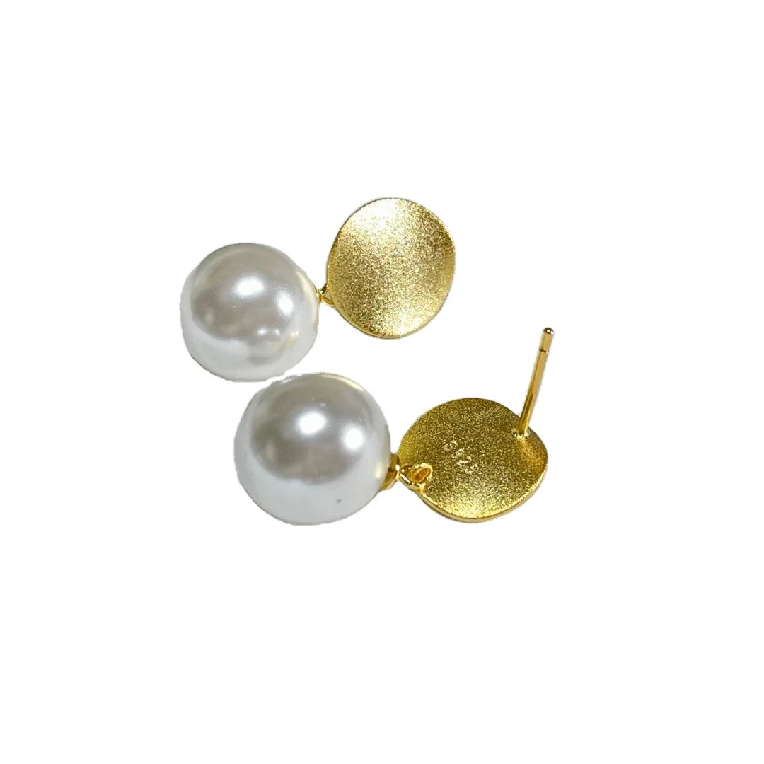E2198 11-12mm DIY Natural Freshwater Pearl Charm Earrings Mounting Accessory 925 Sterling Silver Gold Plated  Jewelry for Women